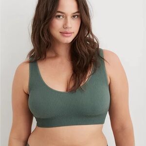AERIE offline bralette top green small voop seamless padded bralette